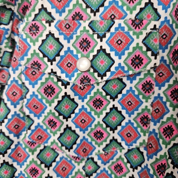 Cowgirl Legend Girls XL Green Blue Red Pink Casual Button Down Shirt Western Top - Picture 5 of 6
